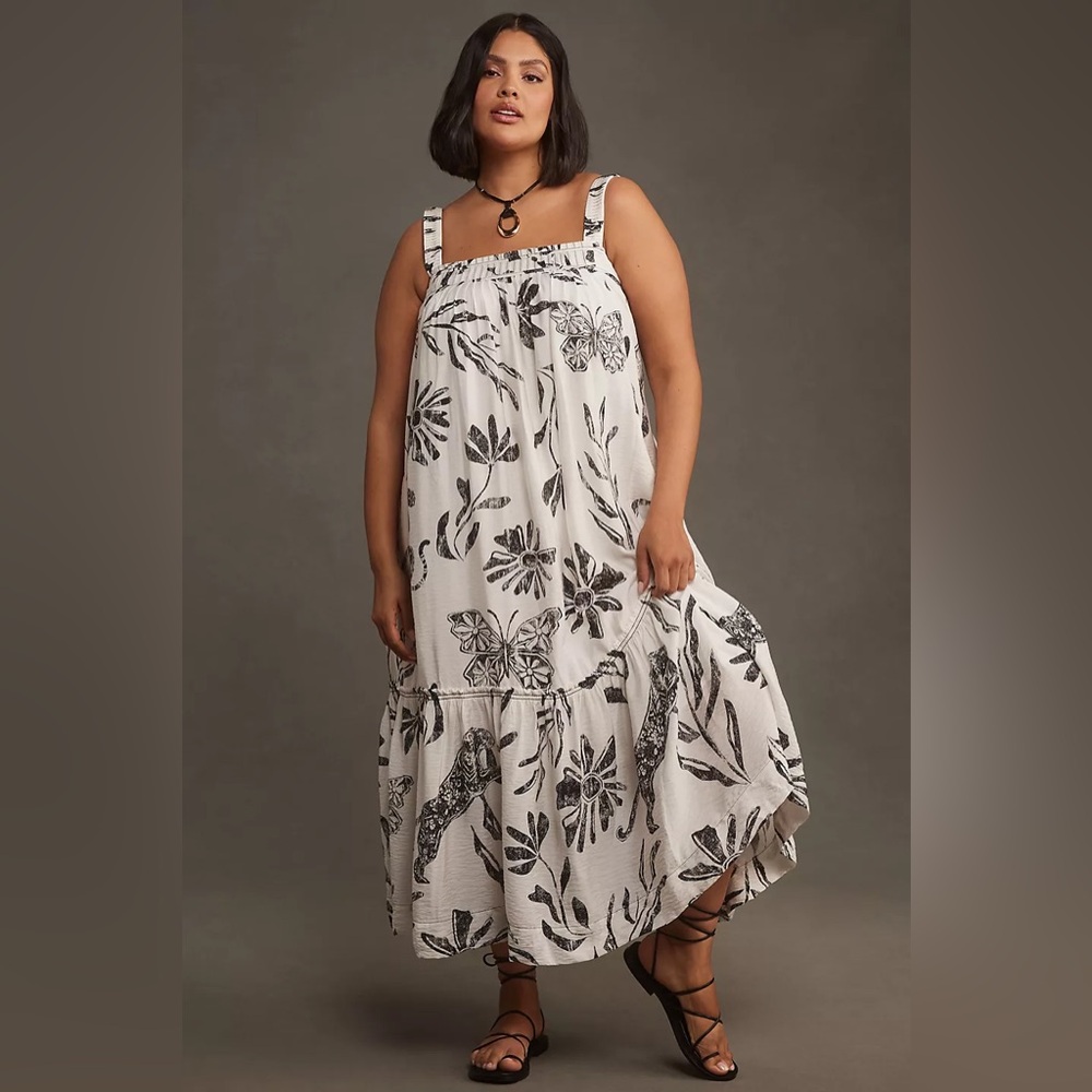 Anthropologie Square-Neck Waistless Midi Dress (Size 2X) - NWT